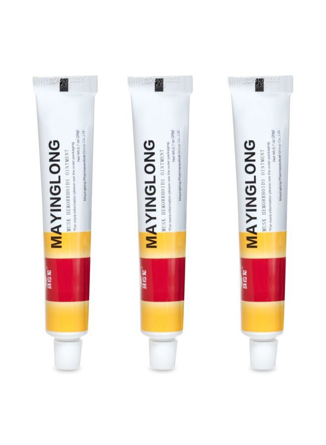 Mayinglong Musk Hemorrhoids Ointment (3 x 20g Tubes), 60g - Maximum Strength Formula for Hemorrhoidal Fast Relief, Soothes Itching, Burning & Discomfort - Fast-Acting Relief (2.12 oz Total) - Image 1